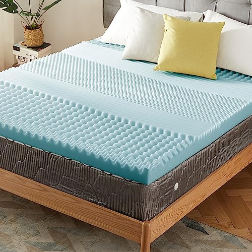 NOFFA 7 Zonen Gel Memory Schaumstoff Matratzenauflage, 5cm Memory Foam Matratzentopper, Viscoelastische Matratzen Topper - Für Boxspringbett, Schlafsofa 90 x 190 cm