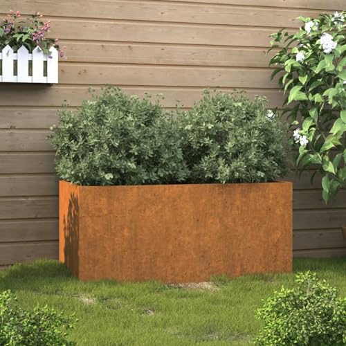 Keketa Fioriera in Acciaio Corten 62x40x39 cm - Colore Ruggine - Ideale per Giardino, Balcone, Patio - Resistente alle Intemperie - Decorativa e Durevole - Facile Montaggio