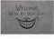 Welcome WERE All Mad Here Decorative Doormat Low-Profile Floor Mat for Indoor Outdoor Energy Decorative Doormat Funny Rubber Rugs Decor for Home Farmhouse Patio Light Grey
