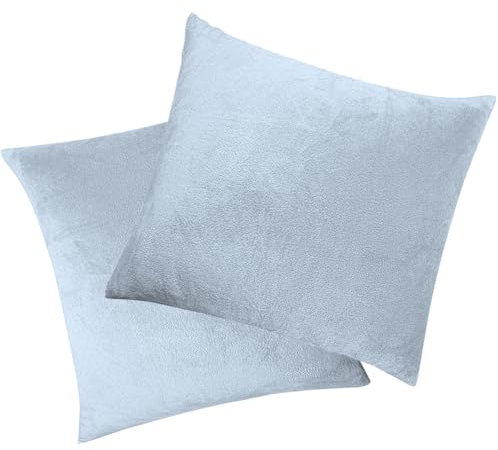 Soifox 2er-Set Kissenbezug 40x40 cm - Samt Zierkissenbezüge Superweich Flauschig Kuschelig Kissenbezüge Dekorative Deko Kissen Sofakissen Lendenkissen Wurfkissenbezug Schlafzimmer Kissenhülle Hellblau