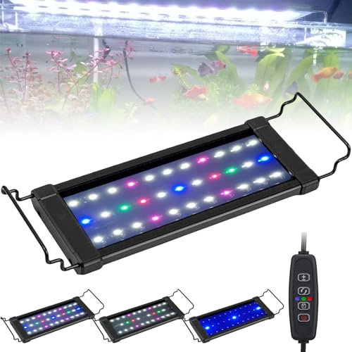 LED Aquarium Beleuchtung, Aquarium Lampe mit Timer und 33 Lampenperlen, Aquarium Licht 10 Helligkeitsstufen Dimmbar für Pflanzenwuchs Aquarien, Aquarium lampe anwendbares Aquarium 30–45 cm