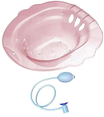 Harilla Toiletten-Sitzbadewanne, ältere Menschen, Bidet, breiter Sitzbereich, Anti-Überlauf, stabile Toilettenwanne, breiterer Sitzbereich, Damen und Herren, ROSA