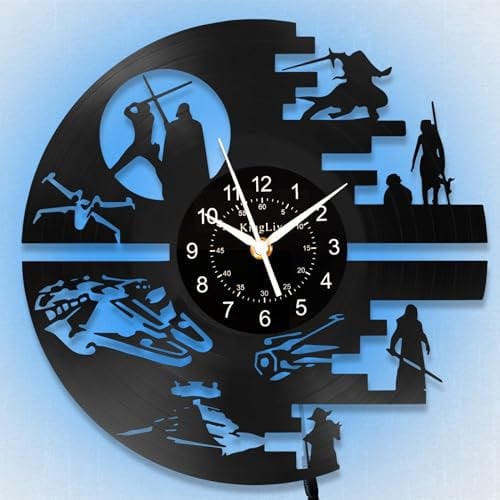 KingLive Star -Wanduhr, Vinyl Schallplatte Wanduhr Dekoration, Sci-Fi-Film Wanddekoration, Geschenke für Männer, Jungen