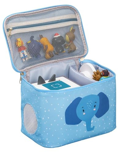 Liebeszeug® Toniebox Bag - Storage Bag for Music Box, Tonies Hearing Figures, Headphones, Charger and Accessories - Carry Bag for Tonie - Travel Bag, blue, music cube travel bag