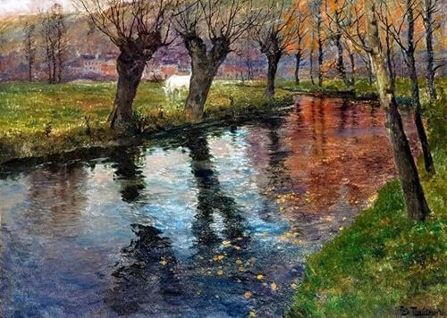 DOeraa Leinwandbilder Bild Poster Kunstdrucke Ölgemälde Mollebekken von Frits Thaulow für Wanddekoration 60x90cm