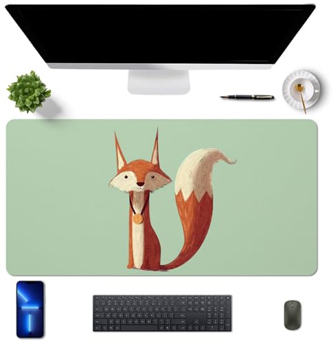 MAYCARI Schreibtischunterlage 80x40 cm PU Leder Rutschfeste Schreibtischmatte Mauspad Große Unterlagenmatte für Laptop Office Desktopschutz, Grün+Fuchs