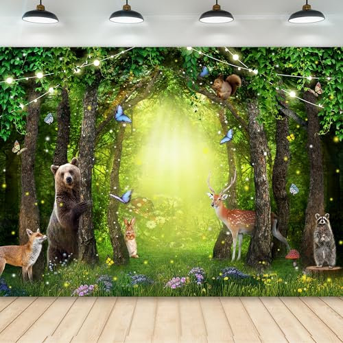 Newsely Frühling verzauberter Hintergrund 7 B x 5H Fotografie Fee Magie Garten Grün Wunderland Tier Schmetterling Blume Hintergrund Kinder Geburtstag Party Dekorationen Banner Photo Booth Requisiten