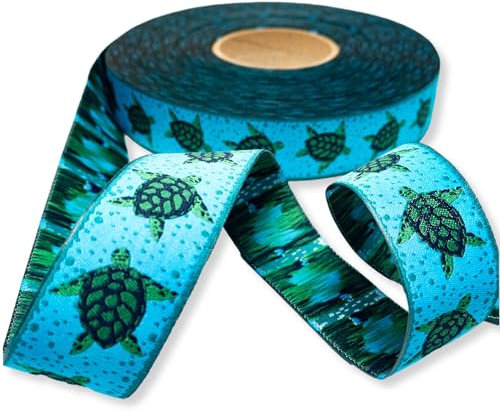 Webband Schildkröte in türkis - 3,00 EUR/m - 1m - Eigenproduktion - 25 mm - extra breites Webband