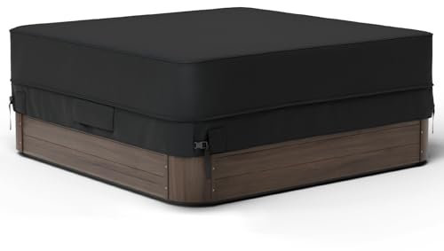 CFFNCH Whirlpool-Abdeckung, 600D Polyester, quadratisch, wasserdicht und UV-Schutz, Spa-Abdeckungen für Whirlpool, Outdoor, robuste Abdeckung, Ersatz, 193 x 193 cm, Schwarz
