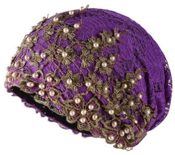 SIQITECH Turban Hut Damen Beanie Mütze Indisch Hijab mit Perlen Kopftuch Vintage Turban Mütze Elastisch Haarwickel Verstellbar Kopfwickel Mädchen Afrikanisch Kopfbedeckung für Outdoor Sport Urlaub