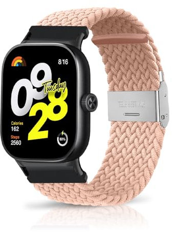 ZoRoll Cinturino Compatibile con Xiaomi Redmi Watch 5/Watch 4, Nylon Intrecciato Regolabile Cinturino Compatibile con Xiaomi Smart Band 9 Pro/Xiaomi Smart Band 8 Pro - Rosa