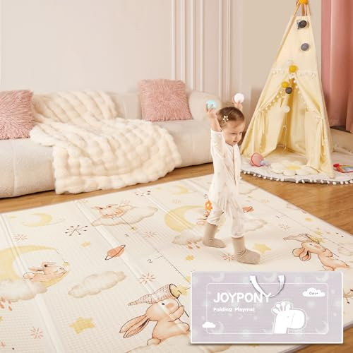 Kriechling Joypony Tapis d'éveil pliable pour bébé, 180 x 200 cm, imperméable et antidérapant, avec sac de transport, idéal pour bébés et tout-petits