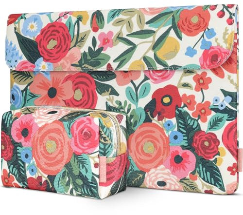 DOMISO 14 Pouces Housse Ordinateur Portable pour 14 Pouces Dell ASUS HP Chromebook Samsung Notebook,Clapet Motif de Fleurs Protection Pochette/Sac PC Portable Antichoc Étanche