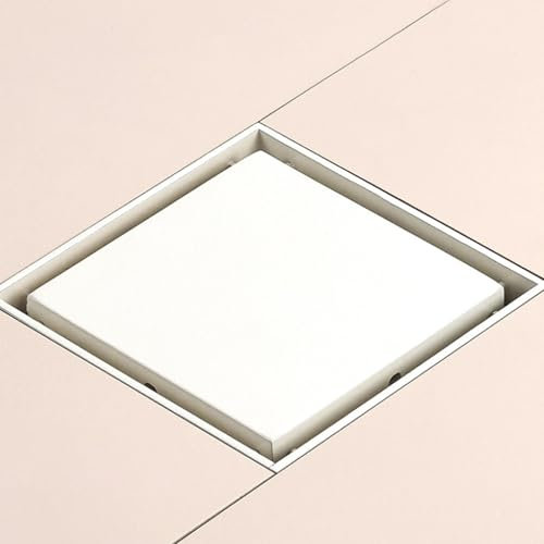 tangqindianzi Scarico a Pavimento Quadrato Bianco, Scarico Doccia con Coperchio Rimovibile Griglia Griglia Scarico a Pavimento Scarico a Pavimento Quadrato in Rame per Cucina Bagno Balcone (10x10cm)