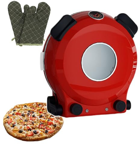 forplubossmmp Electric Pizza Maker 1300W Non-stick Pizza Baking Ovens with 12 Large Plate | Portable Pizza Bread Maker & Grilling Machine with Viewing Window | Monitors Pizza Baking Progress