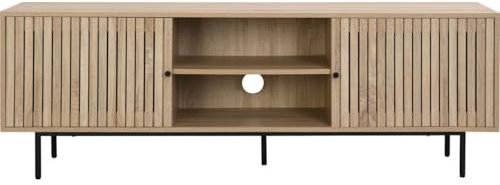 HOMIFAB Meuble TV 2 Portes Couleur chêne 160 cm - Solna