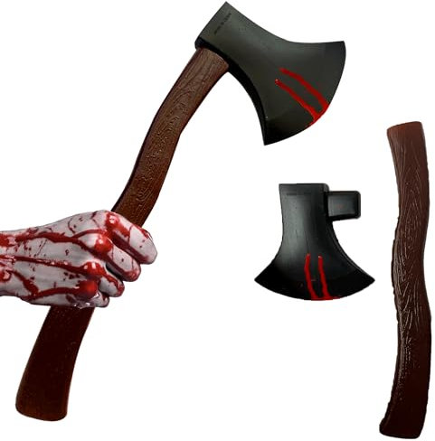 The Fancy Dress Plastic Axe Fake Axe with Blood - Viking Axe Toy Mens Accessories Halloween Weapons - Fake Axe Halloween Props 47cm