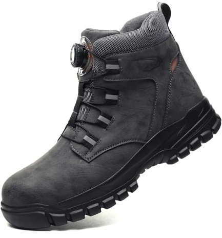 SmoothPace Scarpe Antinfortunistiche Uomo Donna Impermeabile Scarpe da Lavoro con Punta in Acciaio Regolazione Rapida dei Lacci Stivali Gray 37 EU