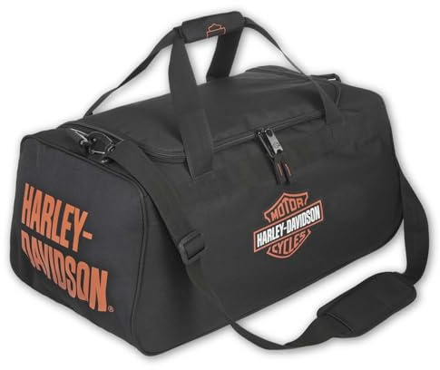 Harley-Davidson Orange Bar & Shield Reisetasche mit Reißverschluss, robust, Schwarz