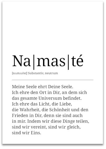 ARTFAVES® Poster Definition Namasté | Worterklärung Duden Lexikon Wanddeko Wandbild Spruch als Geschenk | ohne Rahmen | 21 x 30 cm