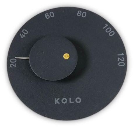 KOLO Sauna Thermometer Typ 2 Sauna Zubehör - Temperaturanzeige bis 120°C - Aluminium Schwarz - 14cm Durchmesser - Präzise Messung - Made in Finnland
