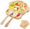 Huiguli Piatto per Bambini Bambù, Plato de Alimentación con Ventosa y Cuchara Tenedor, Antideslizante Plato Dividido de Bambú para Bebés 6 Meses, Forma de Cachorro