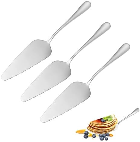 Weenwill Pelle à Tarte,3 Pièces Pelles à Gâteau en Acier Inoxydable,Pelle à Gâteau,Couteau à Gâteaus avec Bords Dentelés pour Cuisine Fêtes Quotidiennes Mariages