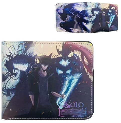 Solo Levelings Geldbörse PU Leder Kartenhalter Multicard Münz Geldbörse Anime Poster Brieftasche Portemonnaie (Mehrfarbig2)