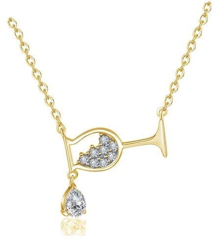 jtkhaweh Halskette Ketten Schmuck Herren Frauen Anhänger Necklace Süße Weinglas Anhänger Halskette Für Frauen Gold
