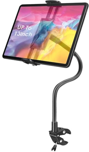 EEEKit Support de tablette col de cygne pour vélo stationnaire, tapis de course, support de microphone, pour appareils de 4,7 à 13 pouces