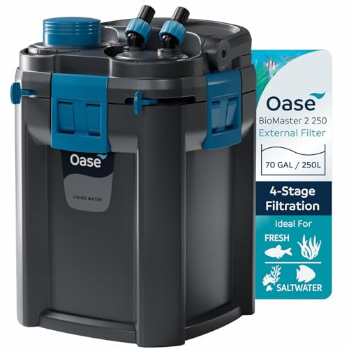 OASE BioMaster 2 250 Kanister Filter für Aquarien - Externer Aquarienfilter mit EasyClean Vorfilter - Leise Leistung - Süß- & Salzwasser, bis zu 70 Gallonen