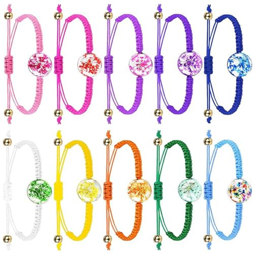 GETRICH 10 Pezzi Bracciale Fiori Colorati Braccialetti Dell'Amicizia Multicolore Braccialetto Intrecciato Regolabile Bracciali Tessuto Braccialetti Fatti à Mano per Bambin e Donna Compleanno Regalo
