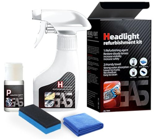 Generisch Headlight Restoration Kit, Scheinwerfer-Pflegeset 180 ml – Reinigungs- & Polierspray für Matte & vergilbte Streuscheiben – geeignet für Auto, SUV, Motorrad, LKW & Wohnmobil (1)