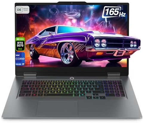 Lenovo LOQ Gaming AI Laptop, Intel Core i7-14700HX, 16 GB DDR5 RAM, 1 TB PCIe SSD, 17.3 Full HD Display, Nvidia GeForce RTX 5070, 24-Zone RGB Backlit QWERTZ Tastatur, Windows 11 Home, Luna Grey