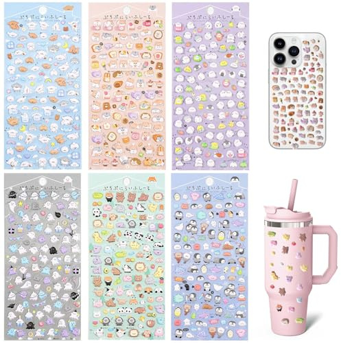 6 Fogli di Adesivi 3D Soffici, Set di Adesivi Animali Fai da Te, Mini Adesivis Soffici Carini, Facili da Staccare e Applicare, Adesivi Animali 3D per Cover per Cellulari, Quaderni, Scrapbooking, Premi