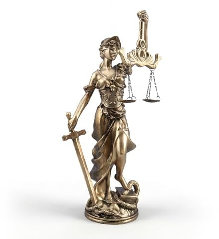 LOVIN PRODUCT Lady Justice Statue, Antique Bronze Resin Goddess Figurine