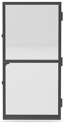 PEILU Fliegengitter Tür 95x210cm Fliegenschutz Mückengitter mit Moskitonetz, Schwarz Aluminium Rahmen, Türschließer & Trittschutz, Pollenschutz Fliegengittertüren für Balkon/Wohnzimmer/Terrassen