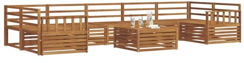 vidaXL Outdoor-Sofagarnitur 8 pcs Natur, Garten-Sofa, modulares Möbel, robuste Sitzgelegenheiten, Moderne Lounge für Terrassen, bequemes Set