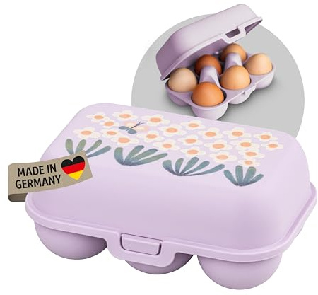 Koziol EGGS TO GO Eierbox für 6 Eier, Aufbewahrungsbox mit Clipverschluss, Eierbehälter für Kühlschrank, Eierkarton aus Kunststoff, Eieraufbewahrungsbox, Eierdose (6 Eier, lavender)