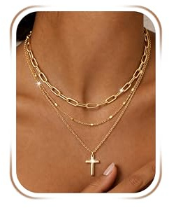 Toplstud 3 PCS 14K Gold Vergoldete Layering Halskette, Halskette mit Rundem Anhänger, Verstellbare Lange Wasserdichte Kette Damen Schmuck Geschenke