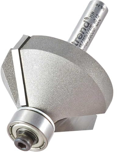 Trend 45° Bearing Guided Chamfer Cutter, 1/4in Shank, 35.1mm Cut Dia | Ideal For Clean 45-Degree Decorative Edges; Bearing Guided With Tungsten Carbide Tip, 12mm Cut Length, 46/360X1/4TC