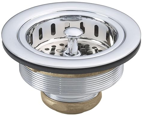 Westbrass D214-26 3-1/2 Post Style Large Sink Kitchen Basket Strainer, 1-Pack, Polished Chrome