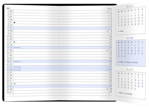Taschenplaner Trio-Timer, 1 Monat / 2 Seiten, 9,5x16cm, schwarz