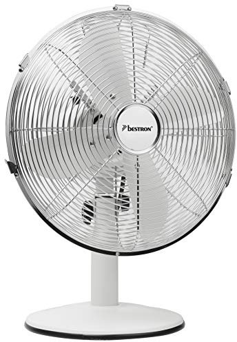 Bestron Mobiler Tischventilator Ø 35cm, Design Ventilator mit 3 Geschwindigkeitsstufen & 75° Oszillation-Funktion, Höhe: 35 cm, 35W, DFT35W, Farbe: Weiß