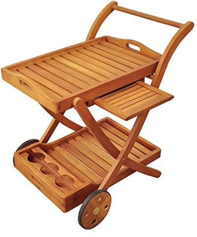Indoba IND-70004-SW Servierwagen Sun Flair, Teewagen Beistellwagen Barwagen Haushaltswagen aus Holz - 80 x 62.5 x 86 cm mit abnehmbaren Tablett