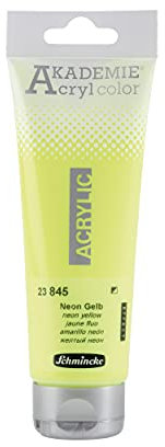 Schmincke - AKADEMIE® Acryl color, jaune fluo en tube de 120 ml, 23845012, peinture acrylique pour artistes, brillante, très résistante à la lumière et sans cadmium, pour la peinture acrylique, mixed media.