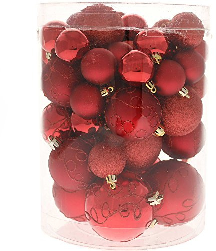 WeRChristmas Shatterproof Deluxe Christmas Tree Baubles, 50-Piece - Red
