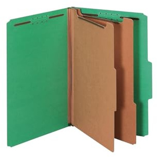 Pendaflex Classification Folders, Standard, 2 Dividers, Embedded Fasteners, 2/5 Cut Tab, Dark Green, Legal, 10/BX (29033)