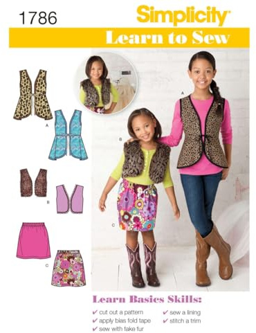 Simplicity 1786Learn to Sew Child's & Girls' Sportswear, Paper, White, K5 (7-8-10-12-14)