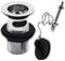 Deva DW300 Replacement Metal Slotted Basin Waste with Brass Chain Black Poly Plug and Stay 1-1/4 Chrome Bathroom Sink Hole Drain Trap Kit